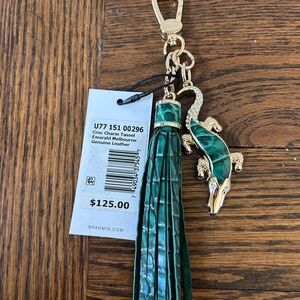 Brahmin Emerald Melbourne Leather Croc Charm Tassel--NWT green